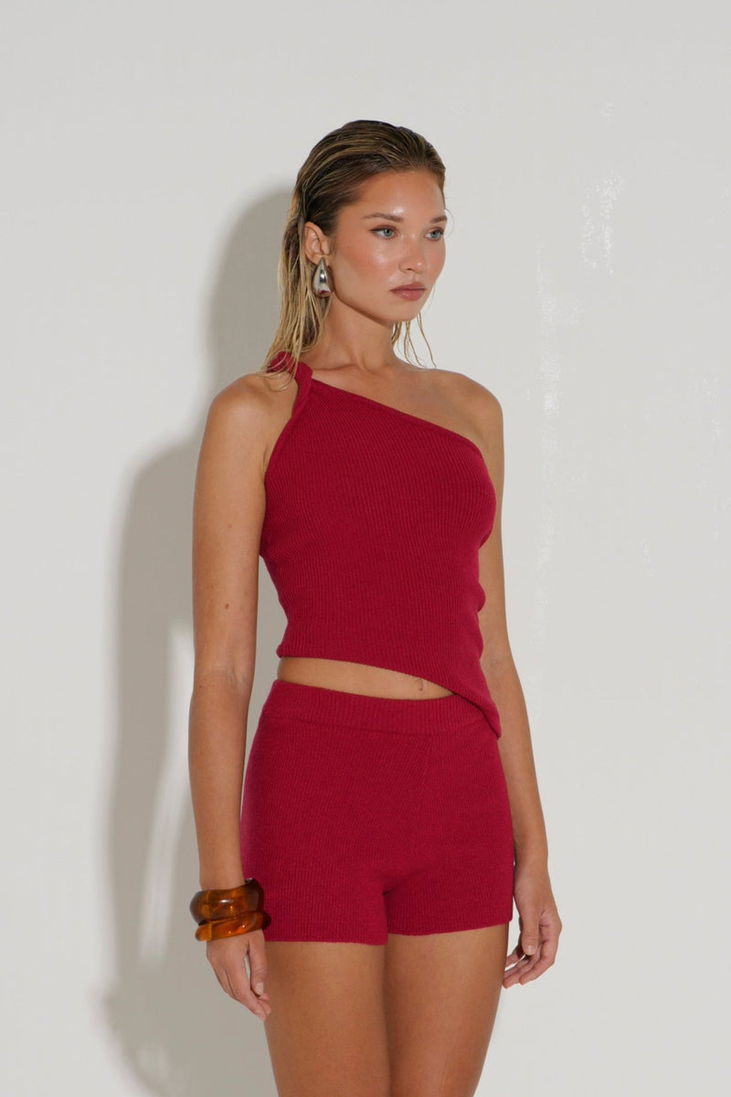 KNIT TOP CARMINE